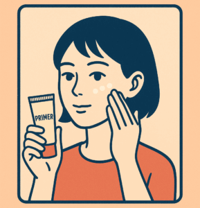 BBクリームを塗る女の子のイラスト