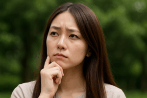 考え事をしている女性